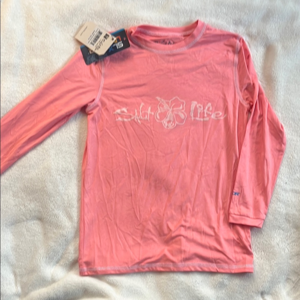 Salt Life Kids Pink Long Sleeve Shirt UV 30 quick dry